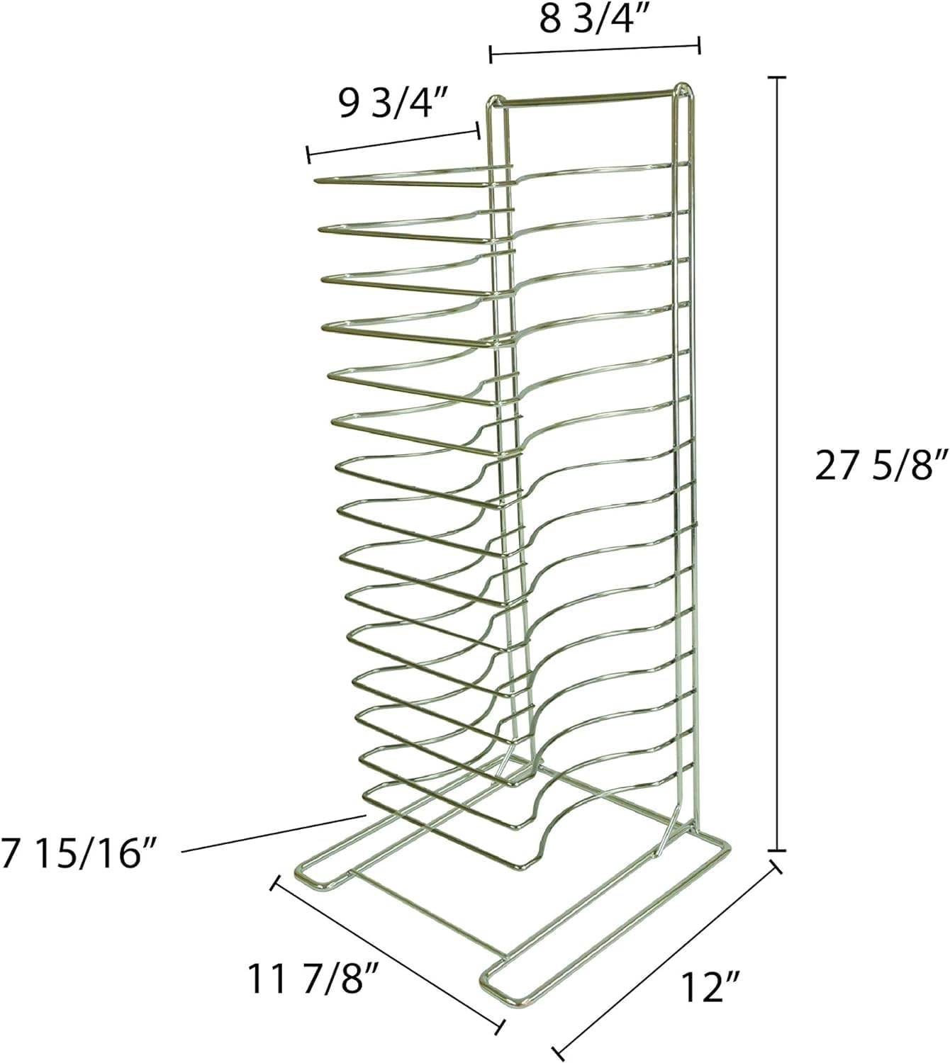 15 Tier Pizza Pan Rack Chrome Plated - Pizza Pan Rack Holder Safe Sturdy 15- Slot Pizza Pan Rack for Pizza Pan Pizza Trays Pizza Screens for Home Kitchen Restaurant Catering