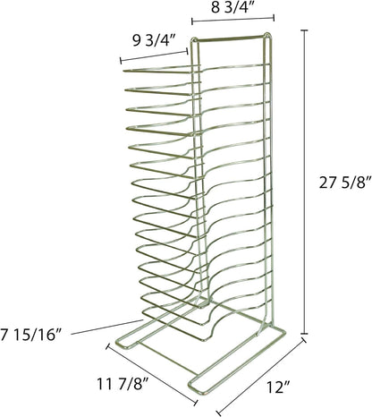 15 Tier Pizza Pan Rack Chrome Plated - Pizza Pan Rack Holder Safe Sturdy 15- Slot Pizza Pan Rack for Pizza Pan Pizza Trays Pizza Screens for Home Kitchen Restaurant Catering
