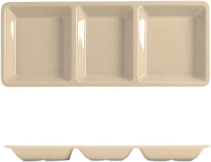 28 oz Rectangular 3-Section Tray Passion Melamine - Dishwasher Safe Serving Bowl Dipping Sauce Dishes Sauce Bowls for Dips Chips Veggies Fruits Home Restaurants