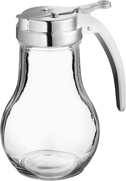 Glass Syrup Dispenser with Cast Zinc Cap Set of 12 – Glass Syrup Dispenser Maple Syrup Honey Pancake Dispenser Honey Pot for Kitchen Cafe and Restaurants