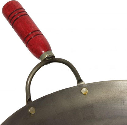 Iron Wok Pan with Wooden Handle – Woks and Stir Fry Pans for Chinese Japanese and Cantonese Cuisine Stir Fry Pans Traditional Woks Grilling Frying Steaming Made in Taiwan