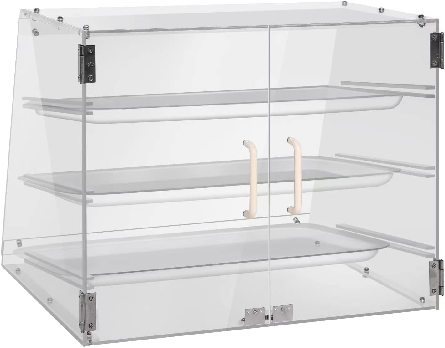 3 Tray Acrylic Countertop Pastry Display Case with Rear Doors 21" x 17 3/4" x 16 1/2" - Bakery Case Box Retail Commercial Home use for Bagels Baked Goods Bread Donuts Vegetables