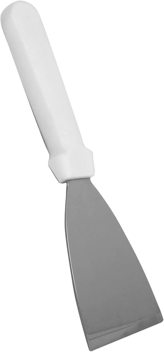 3-Inch Stainless Steel Blade Pan Scraper with White Plastic Handle- Flat Top Griddle Accessories Hamburger Pancake Spatula Flipper Grill Scraper Utensil for Home Kitchen Restaurants