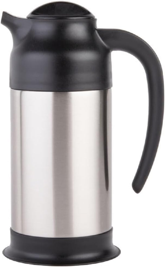Stainless Steel Carafe/Server Black Trim Double Wall Vacuum - Insulated Coffee Carafe Thermal Beverage Dispenser Thermos Urn for Hot/Cold Water Party Chocolate Drinks