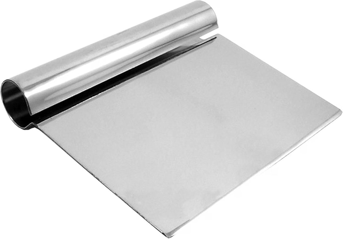 5-1/4" x 4-1/4" Stainless Steel Dough Scraper with Rolled Steel Handle - Multipurpose Food Scrappers Dough Cutter for Bread Dough Cake Fondant Icing Baking Cooking