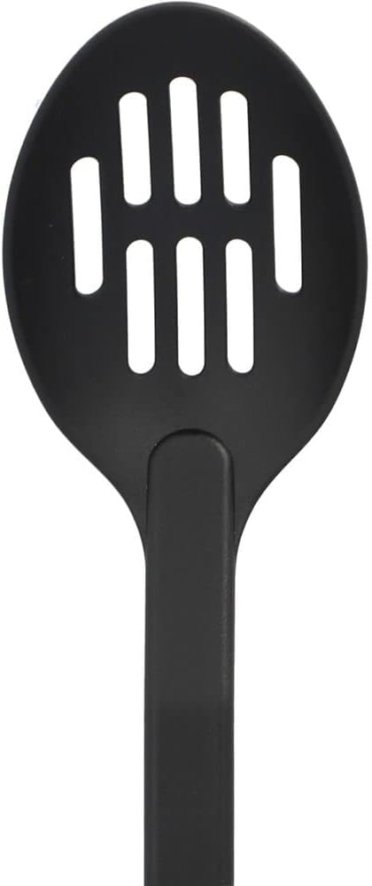 11-1/2” Slotted Spoon High-Heat Nylon & Polypropylene Handle Black Color- Kitchen Cooking Spoons Serving Spoons Heat Resistant up to 410°F Kitchen Spoons for Mixing Serving Stirring