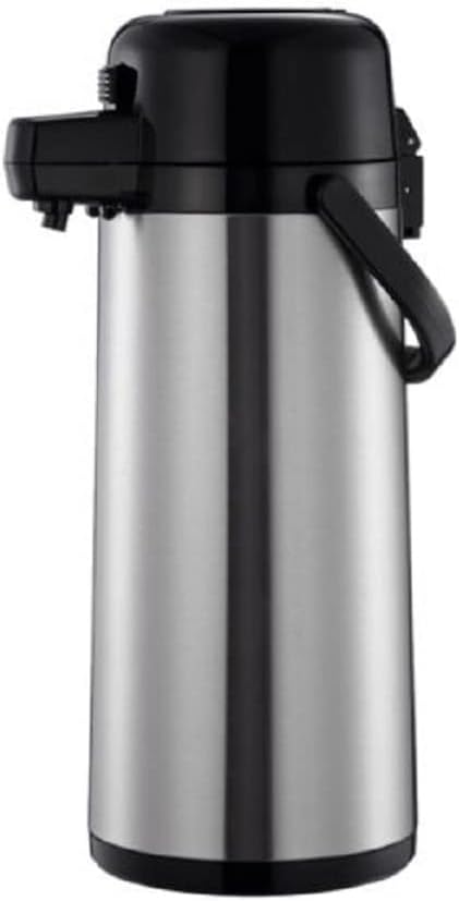 Push Button Coffee Airpot Stainless Steel Body Glass Lined - Hot Beverage Coffee Chocolate Juice Tea Drinks Dispenser Ideal for Large Crowds for Any Occasion