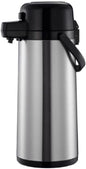 Push Button Coffee Airpot Stainless Steel Body Glass Lined - Hot Beverage Coffee Chocolate Juice Tea Drinks Dispenser Ideal for Large Crowds for Any Occasion