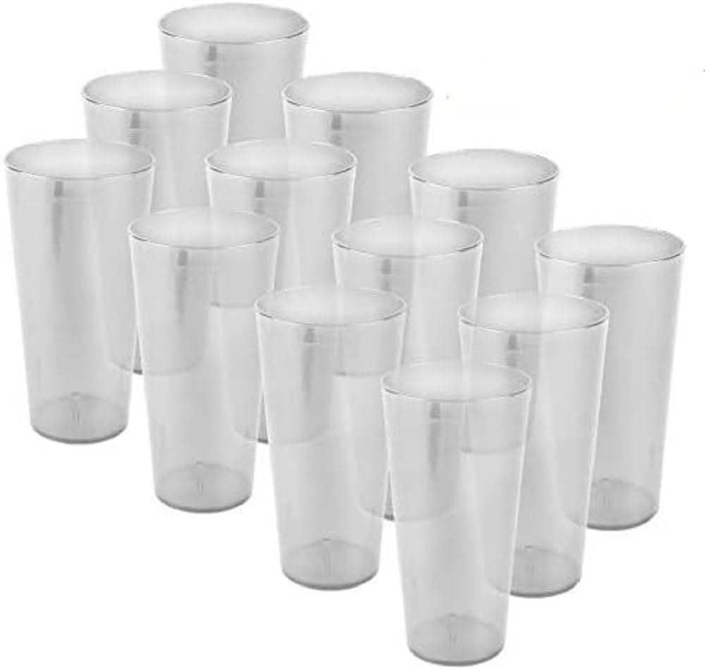 Pebbled Tumbler Drinking Cups Set of 12 - Reusable Premium Water Iced Tea Glasses Drinking Glasses Stackable Dishwasher Safe Break-Resistant for Home and Restaurants