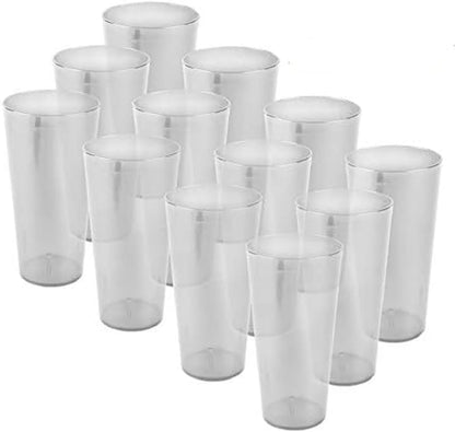 Pebbled Tumbler Drinking Cups Set of 12 - Reusable Premium Water Iced Tea Glasses Drinking Glasses Stackable Dishwasher Safe Break-Resistant for Home and Restaurants