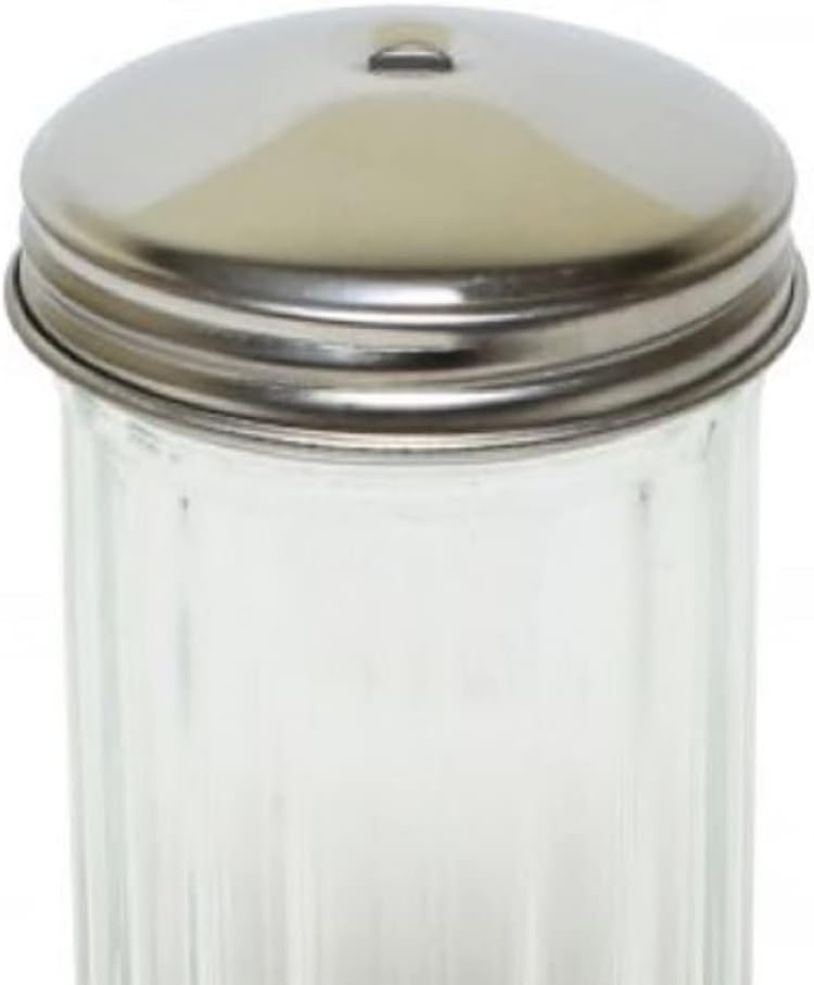 12 oz. Sugar Cheese Shaker Pourer with Stainless Steel  Set of 12- Paneled design Sugar Cinnamon Sugar Pepper Powder Cocoa Shaker for Kitchen and Restaurants