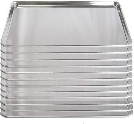 Set of 12 -  18 Gauge Aluminium Commercial Baker's 1/4 Quarter Size Sheets/Baking Trays/Pan / 9 x 13"