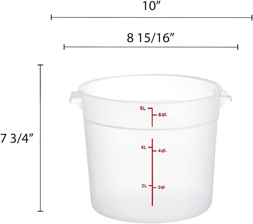 Round Food Storage Container Translucent Polypropylene- Commercial Food Storage Containers Meal Prep Containers Reusable Food Containers for Pantry Kitchen Storage Organization