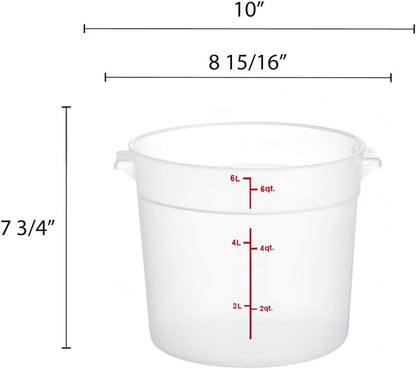 Round Food Storage Container Translucent Polypropylene- Commercial Food Storage Containers Meal Prep Containers Reusable Food Containers for Pantry Kitchen Storage Organization