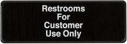 9" x 3" Restroom For Customers Use Only Sign with Easy Peel Self-Adhesive White on Black Color Set of 2- Door Sign Waterproof Self Adhesive Store Signs Indoor/Outdoor Warning Marker Home Business Use