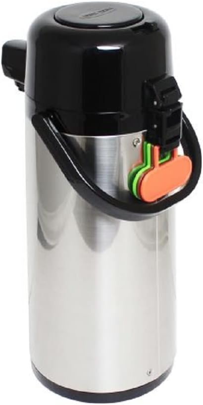 Push Button Coffee Airpot Stainless Steel Body Glass Lined - Hot Beverage Coffee Chocolate Juice Tea Drinks Dispenser Ideal for Large Crowds for Any Occasion