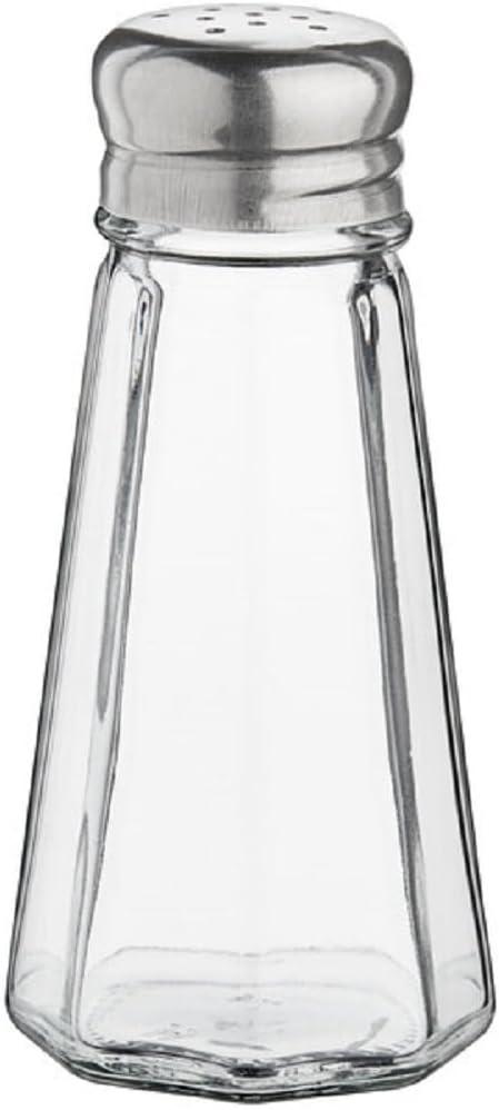 Classic Clear Glass Salt or Pepper Shakers with Stainless Steel Mushroom Tops Set of 12- Salt Shaker Stainless Lid-Glass Spice Jars Kitchen Accessories