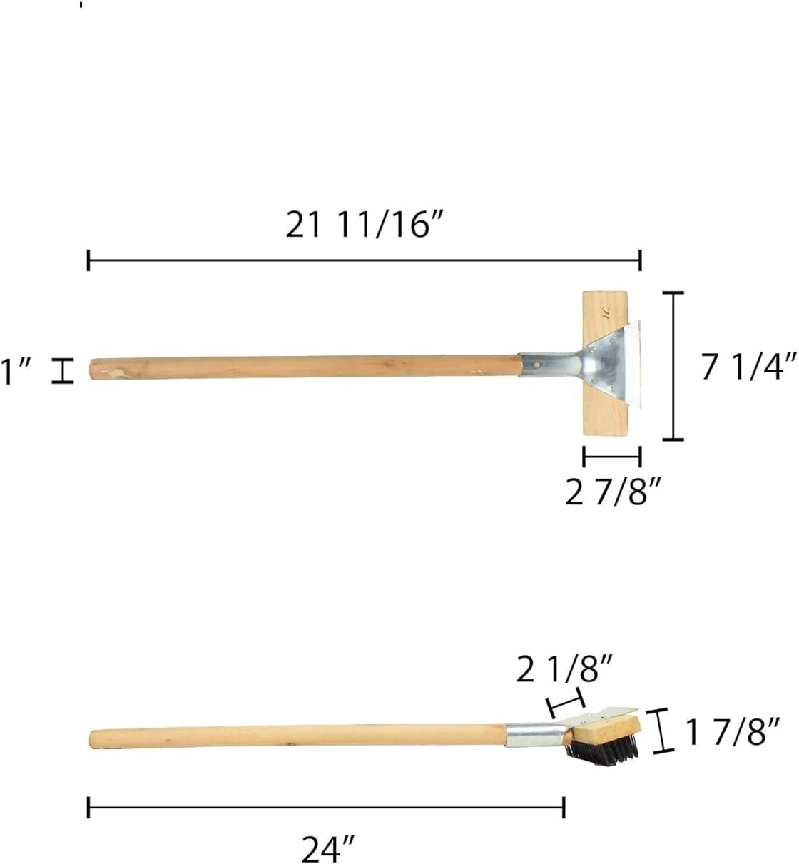 Pizza Oven Brush with Scraper Black Metal Wire Brush with Wooden Handle-Pizza Oven Cleaning Brush for Pizza Stone Grill Brush Outdoor BBQ Cleaning Oven Accessories