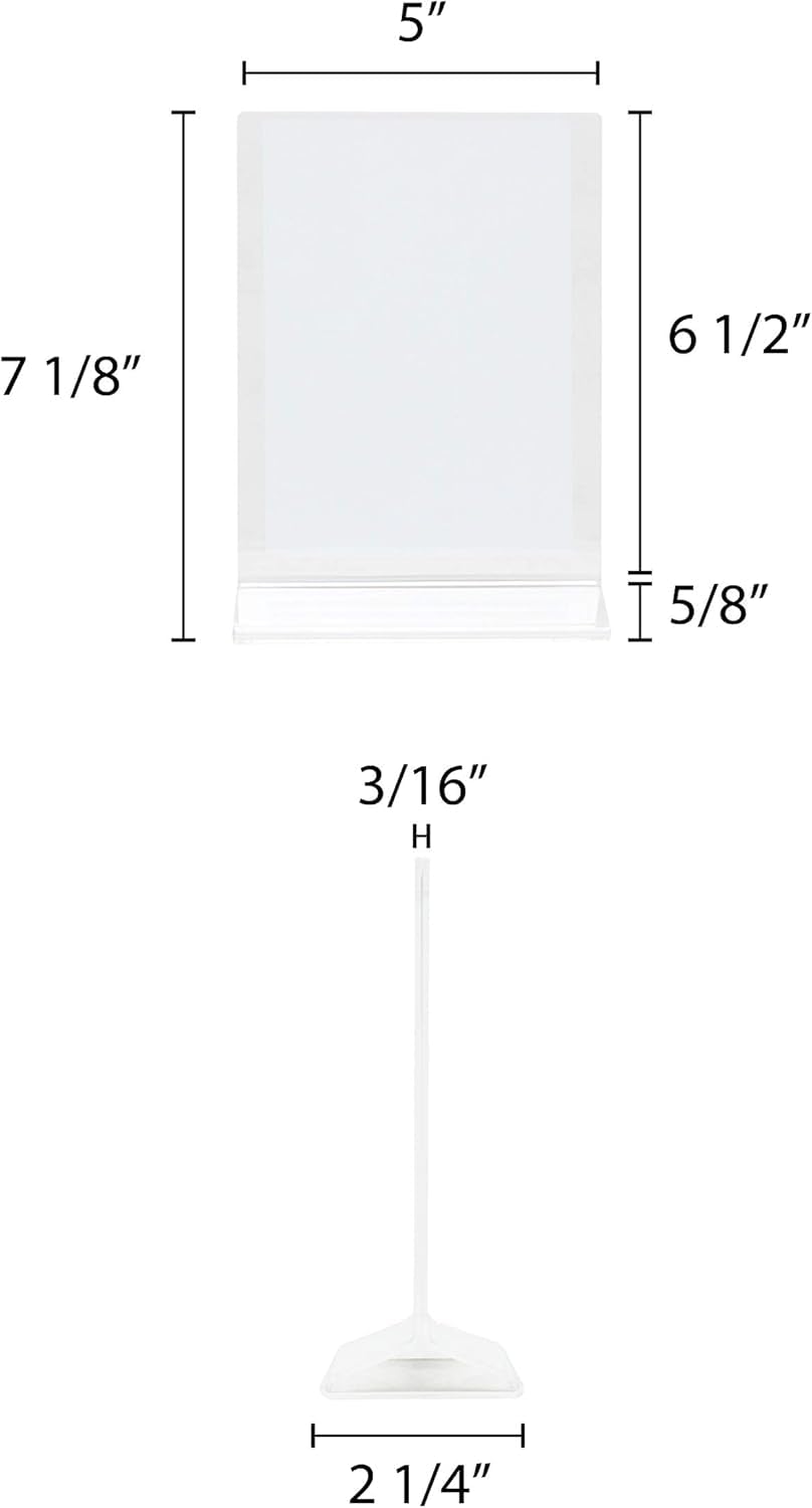 Acrylic Menu Sign Photo Table Holders Clear - Upright Table Desk Displays Double Sided Table Menu Stands Picture Frames for Wedding Table Numbers Restaurant Signs