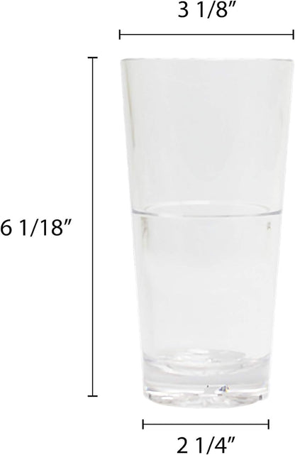 Starburst Tumbler Polycarbonate with Heavy Base Clear Color- Stackable Highball Drinking Glass Clear Tall Glass Cup Water Glass Mojito Glass Cup Cocktail Glass