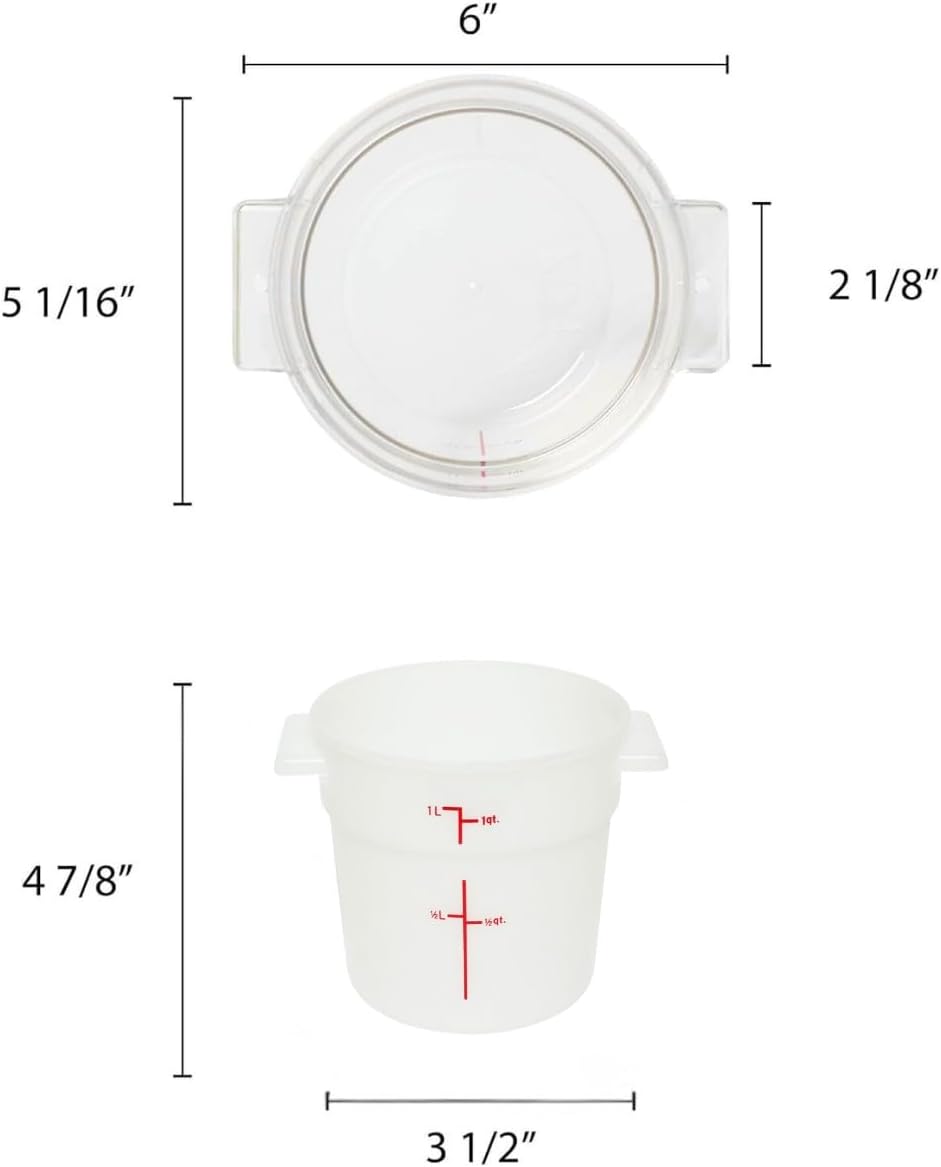 Round Food Storage Container Polypropylene - Commercial Food Storage Containers Meal Prep Containers Reusable Food Containers for Pantry Kitchen Storage Organization