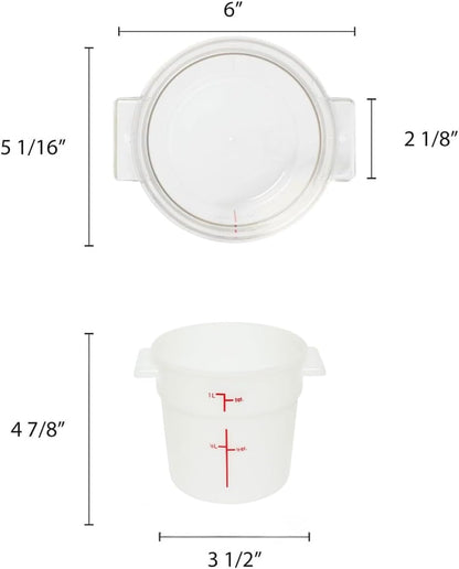 Round Food Storage Container Polypropylene - Commercial Food Storage Containers Meal Prep Containers Reusable Food Containers for Pantry Kitchen Storage Organization