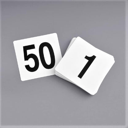 Plastic Table Numbers 4" x 4" Black on White Color Double Sided- Plastic Restaurant Wedding Table Number Cards Signs for Party Banquets Wedding Reception and Restaurants