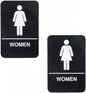 6" x 9" Women Restroom Sign with Braille Easy Peel Self-Adhesive White on Black Color Set of 2- Waterproof Self Adhesive Store Signs Indoor/Outdoor Warning Marker Home Business Use
