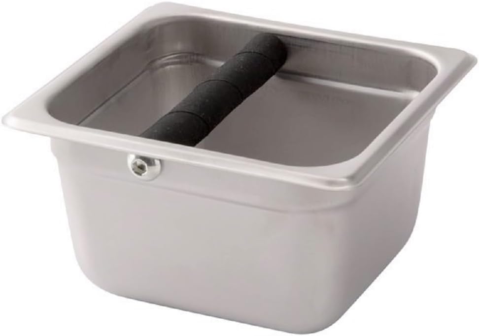 Deep Commercial Grade Stainless Steel Coffee Knock Box with Rubber Knock Bar 0.6mm Thickness- Durable Barista Espresso Knock Box Perfect for Restaurant Cafes Home