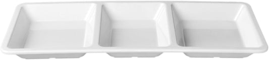 28 oz Rectangular 3-Section Tray Passion Melamine - Dishwasher Safe Serving Bowl Dipping Sauce Dishes Sauce Bowls for Dips Chips Veggies Fruits Home Restaurants