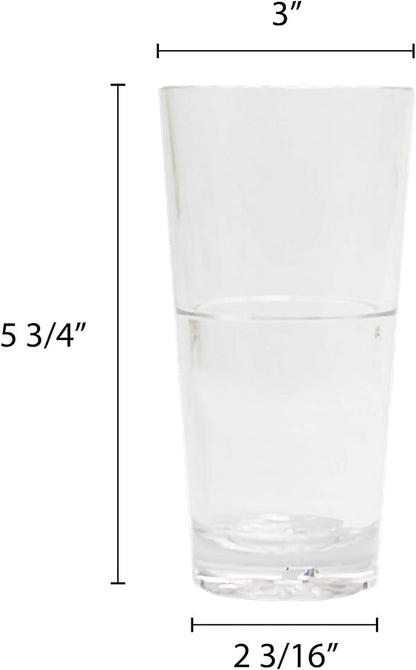 Starburst Tumbler Polycarbonate with Heavy Base Clear Color- Stackable Highball Drinking Glass Clear Tall Glass Cup Water Glass Mojito Glass Cup Cocktail Glass