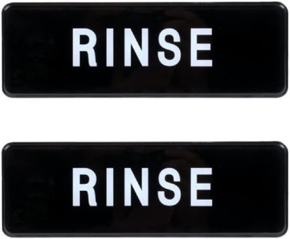 9" x 3" Rinse Sign with Easy Peel Self-Adhesive White on Black Color Set of 2- Door Sign Waterproof Self Adhesive Store Signs Indoor/Outdoor Warning Marker Home Business Use
