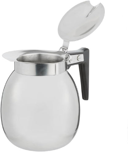 64 oz Stainless Steel Coffee Decanter with Black Easy-Grip Handle Mirror Finish- Coffee Server Beverage Serveware Coffee Carafes For Keeping Hot Liquids Coffee Pot Decanter