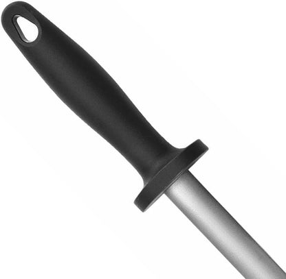 Diamond Steel Sharpener with Black Handle- Knife Sharpener Rod Sharpening Rod Kitchen Knives Sharpener for Home Kitchen Restaurant Hunting