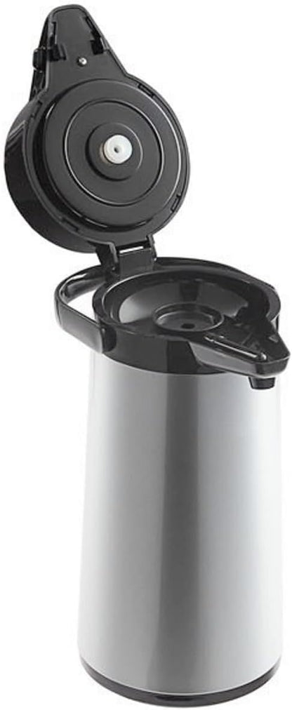 Push Button Coffee Airpot Stainless Steel Body Glass Lined - Hot Beverage Coffee Chocolate Juice Tea Drinks Dispenser Ideal for Large Crowds for Any Occasion