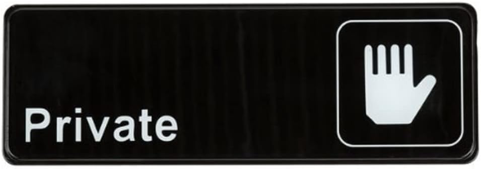 9" x 3" Private Sign with Easy Peel Self-Adhesive White on Black Color Set of 2- Door Sign Waterproof Self Adhesive Store Signs Indoor/Outdoor Warning Marker Home Business Use