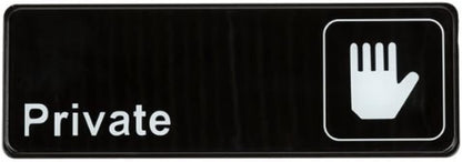 9" x 3" Private Sign with Easy Peel Self-Adhesive White on Black Color Set of 2- Door Sign Waterproof Self Adhesive Store Signs Indoor/Outdoor Warning Marker Home Business Use