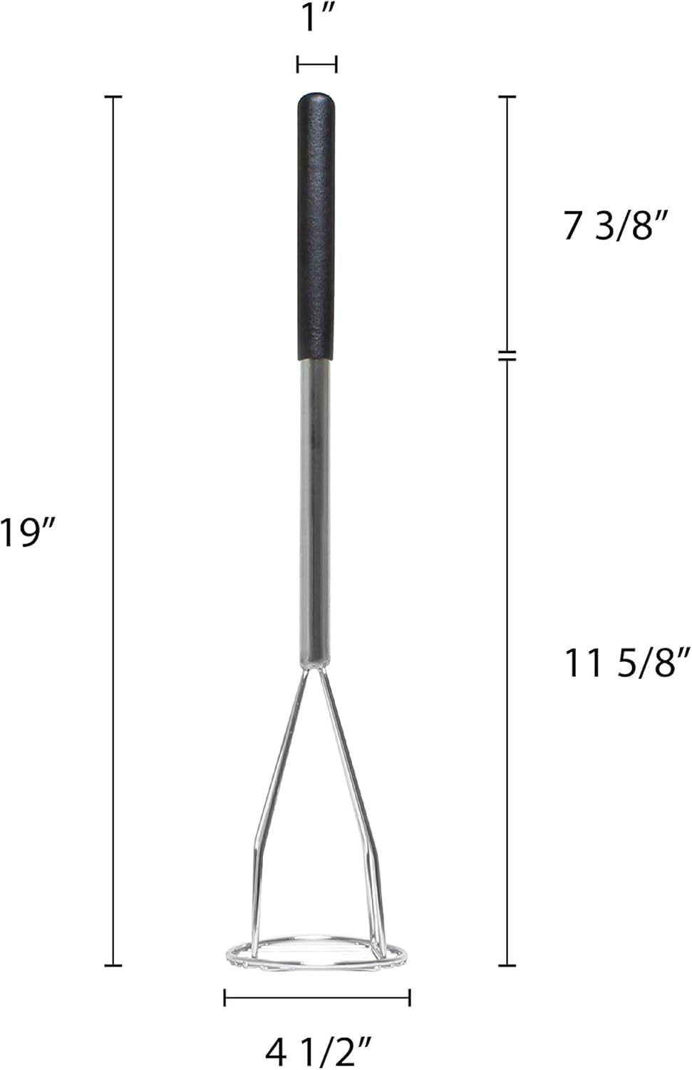 Round Potato Masher Iron Plated with Wooden Handle-Professional Integrated Masher Kitchen Tool & Food Masher/Potato Smasher Perfect for Bean Vegetable Fruits Avocado and Meat