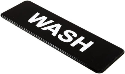9" x 3" Wash Sign with Easy Peel Self-Adhesive White on Black Color Set of 2- Door Sign Waterproof Self Adhesive Store Signs Indoor/Outdoor Warning Marker Home Business Use