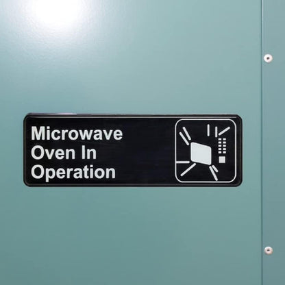 9" x 3" Microwave Oven In Operation Sign with Easy Peel Self-Adhesive White on Black Color Set of 2- Door Sign Waterproof Self Adhesive Store Signs Indoor/Outdoor Warning Marker Home Business Use