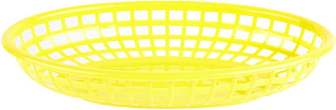 Fast Food Basket Plastic Set of 12- Fry Fast Food Reusable Foodservice Restaurant Diner Tray Plates Restaurant Deli Serving Chicken Burgers Sandwiches & Fries