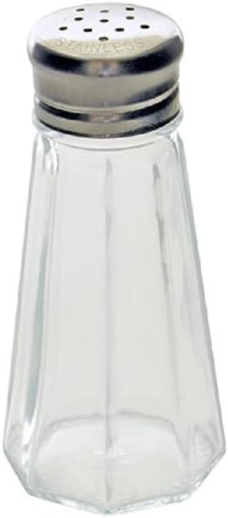 Classic Clear Glass Salt or Pepper Shakers with Stainless Steel Mushroom Tops Set of 12- Salt Shaker Stainless Lid-Glass Spice Jars Kitchen Accessories