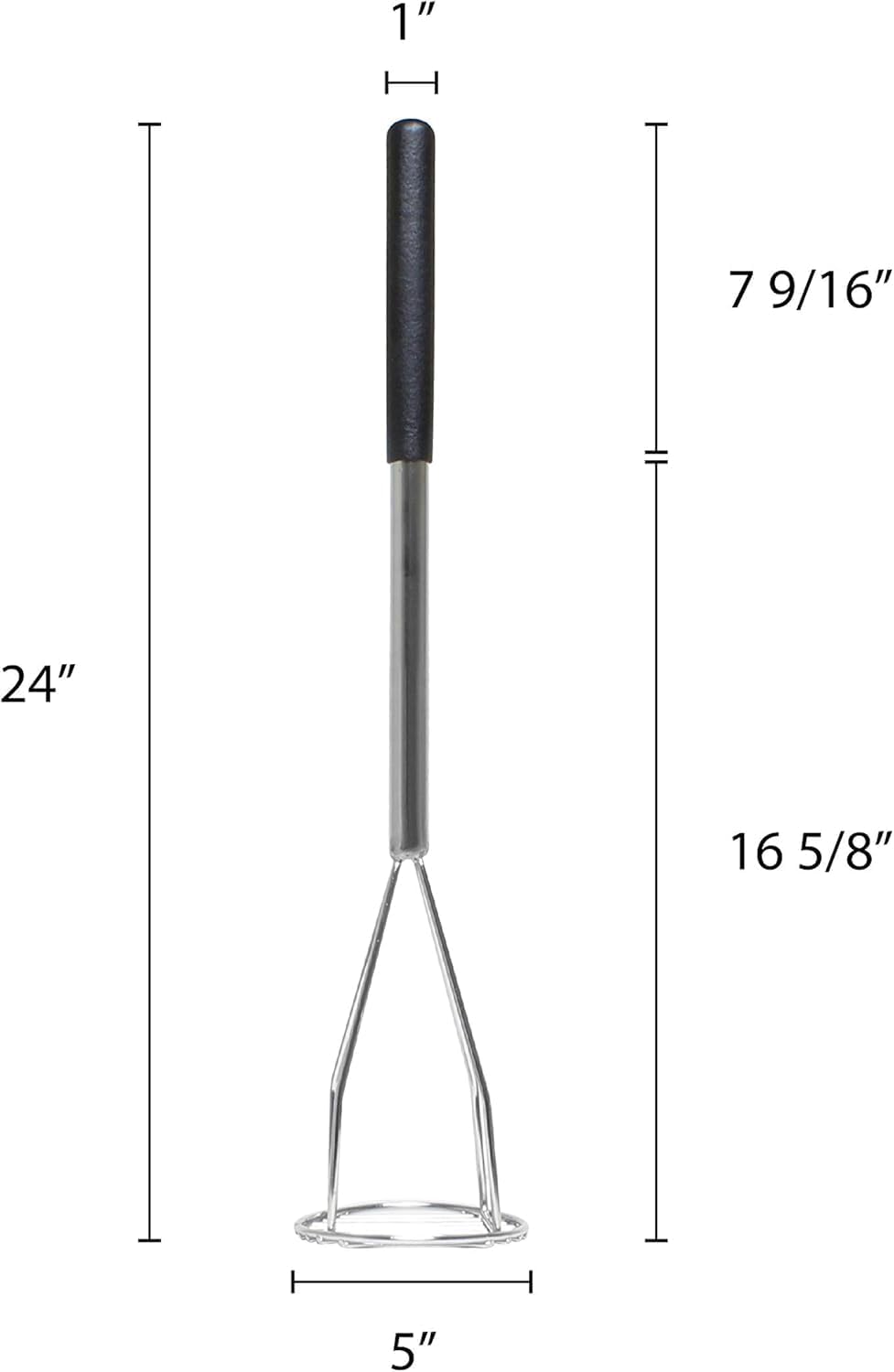 Round Potato Masher Iron Plated with Wooden Handle-Professional Integrated Masher Kitchen Tool & Food Masher/Potato Smasher Perfect for Bean Vegetable Fruits Avocado and Meat