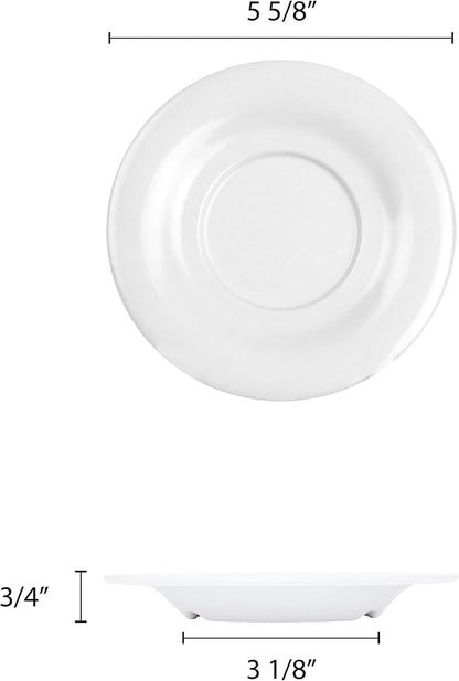 5-1/2” Saucer Melamine Set of 12 for Bouillon Cup/Mug Cup - Dishwasher Safe Break-Resistant Appetizer Dessert Plates Coffee Cup Saucers Drinkware Home Cafe Restaurants