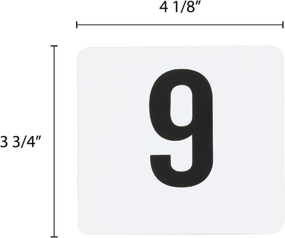 Plastic Table Numbers 4" x 4" Black on White Color Double Sided- Plastic Restaurant Wedding Table Number Cards Signs for Party Banquets Wedding Reception and Restaurants