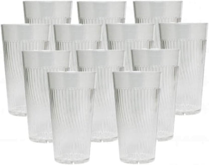 Belize Tumbler/Drinking Cups Green Polycarbonate Set of 12 - Premium Iced Tea Glasses Stackable Reusable Drinking Glasses Dishwasher Safe Break-Resistant for Home Restaurants