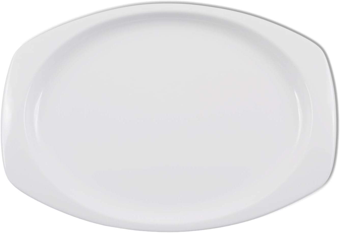 Rectangular Platter White Color Melamine Set of 12- Reusable Plates Kitchen Plates Dinnerware Serving Platter Dishes Dishwasher Safe Break-Resistant for Home Kitchen