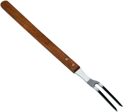 2-Prong Stainless Steel Square Pot Fork with Long Wooden Riveted Handle- Stainless Steel Kitchen Meat Fork Serving Grill BBQ Chef Turning Barbecue