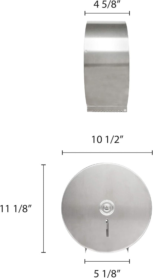 10-1/2" x 4-1/2" Stainless Steel Jumbo Roll Toilet Tissue Dispenser - Wall Mount Stainless Steel 9 Inch Roll Toilet Paper Holder Bath Tissue Dispenser Lock Key