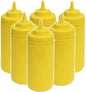 Set of 6 Squeeze Condiment Wide Mouth Dispensing Bottles - Plastic Squeeze Bottle for Sauces Spreads Ketchup Mustard Mayo Hot sauces and Olive oil